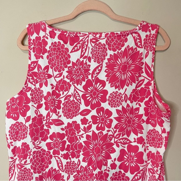 TALBOTS Tee in Pink Floral Print Sleeveless Boatneck, XL - Picture 5 of 8